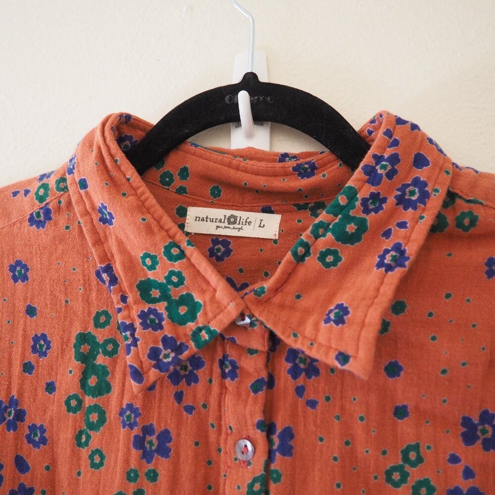 Natural Life Georgia Floral Button Front Shirt Dress sz L - Picture 4 of 6